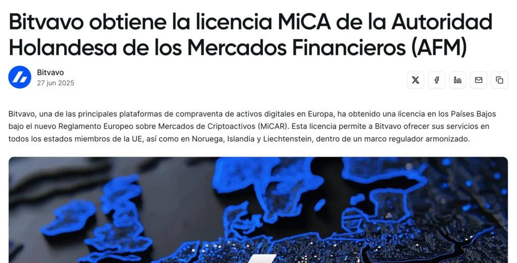 bitvavo obtiene la licencia mica en 2025