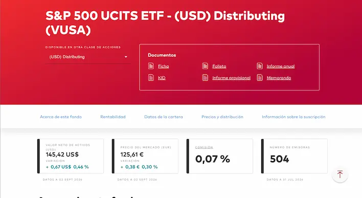 S&P 500 UCITS ETF (USD) Distributing (VUSA)