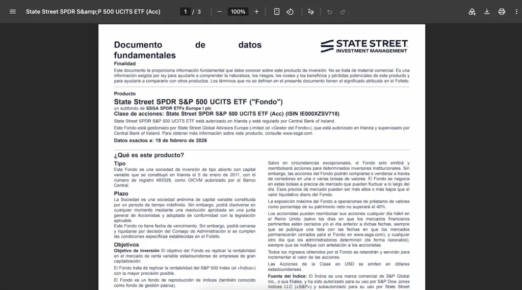 S&P 500 en Trade Republic el State Street SPDR S&P 500 UCITS ETF (Acc)